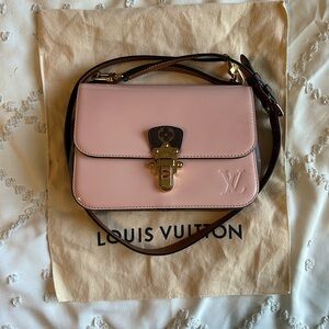 Louis Vuitton Blush Pink Cherrywood Handbag Vernis with Monogram Canvas BB